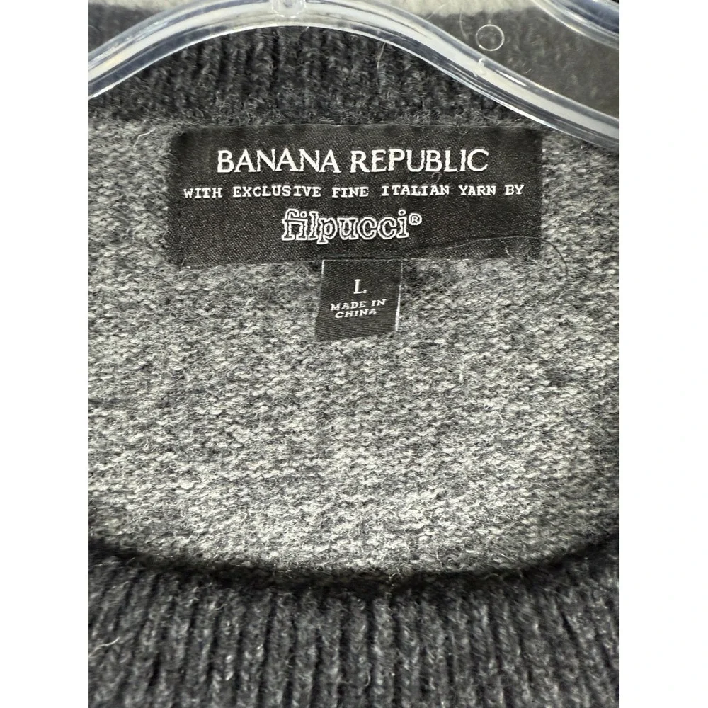 Banana Republic Filpucci Sweater Mens Large Gray Merino Wool Blend Tight Knit